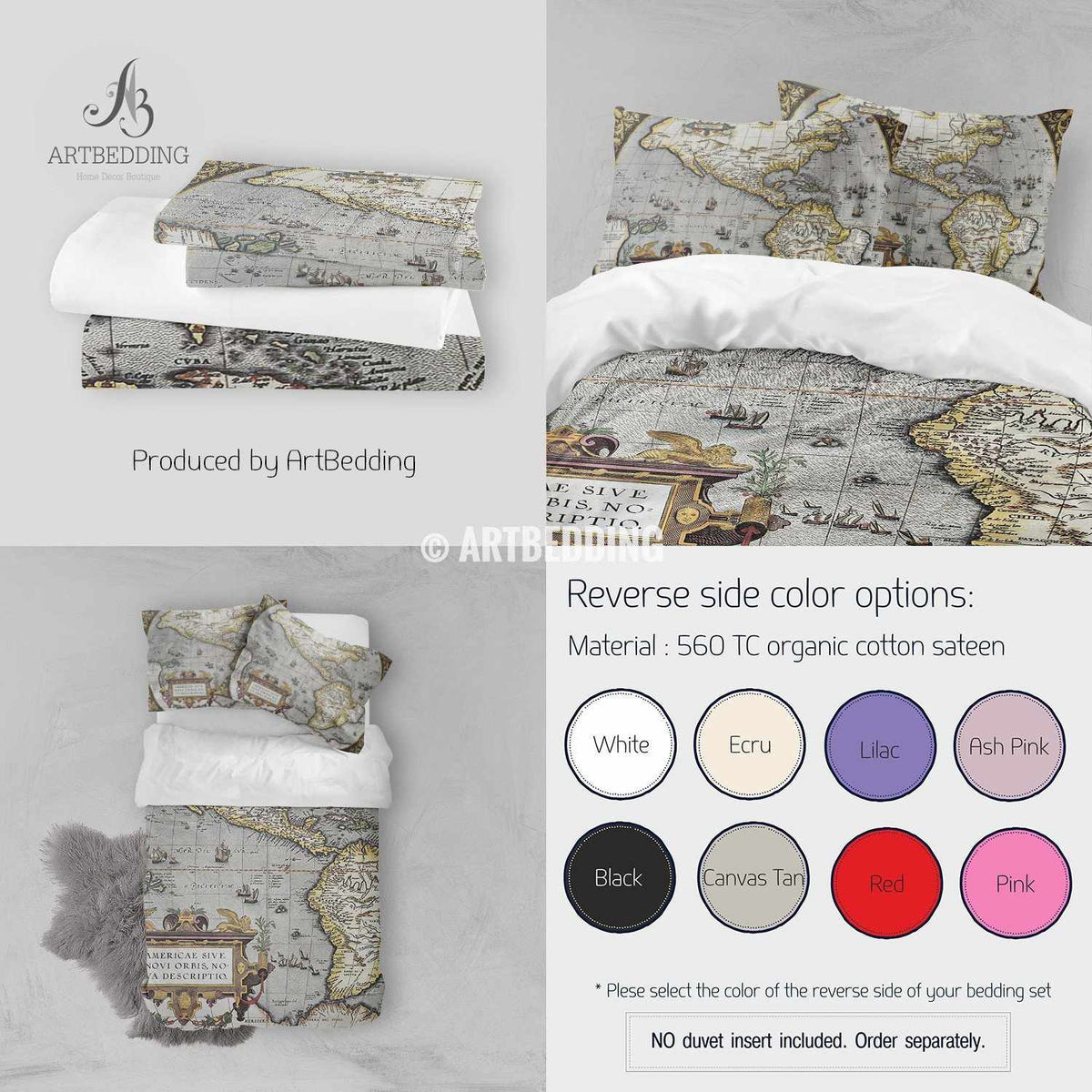 America Old map bedding, Vintage old World map duvet cover set – ARTBEDDING
