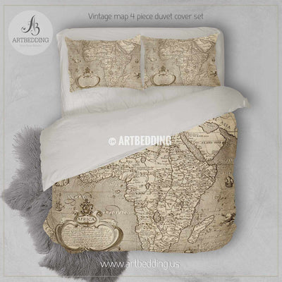 Antique map of Africa (circa 1600) bedding, Vintage old map duvet cover, Antique map queen / king / full Bedding Set, Vintage map Duvet cover set Bedding set