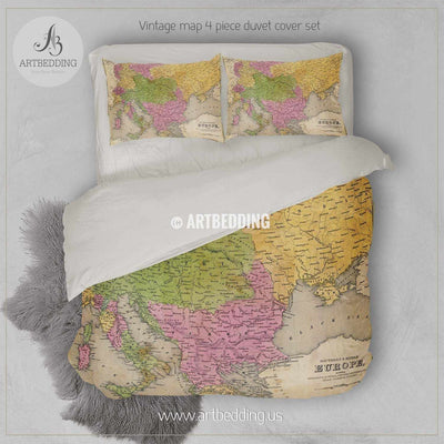 Antique map of Eastern Europe (1841) bedding, Vintage old map duvet cover, Antique map queen / king / full Bedding Set, Vintage map Duvet cover set Bedding set