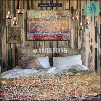 Bohemian bedding, Mehendi Mandala duvet bedding set, Vintage boho duvet cover set, Mehendi henna mandala bedding, boho bedspread Bedding set