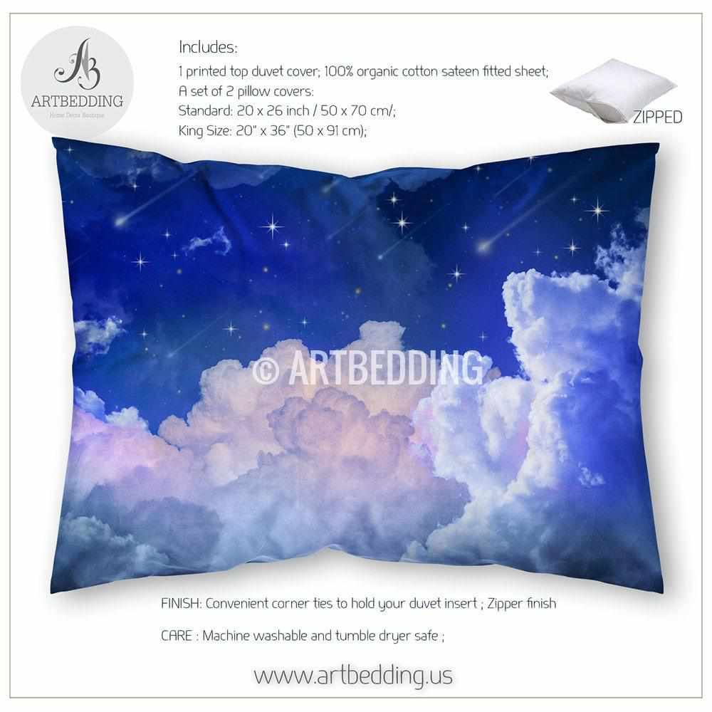 Clouds bedding, sky bedding set, stars bedding set ARTBEDDING