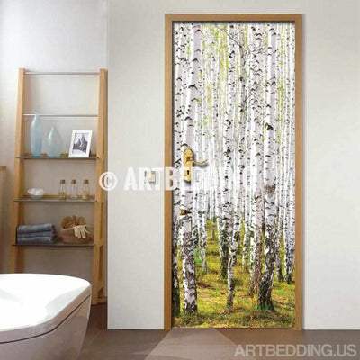 Door sticker birch trees self-adhesive vinyl