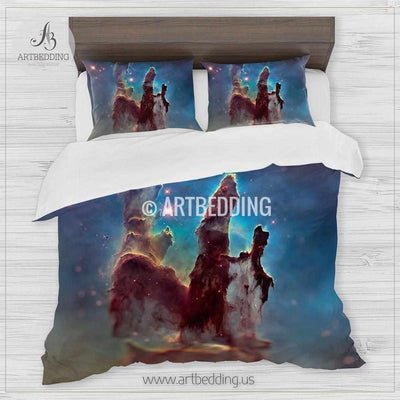 Eagle nebula space bedding, The Pillars of Creation cluster of stars Bedding set, Deep space Galaxy Duvet Cover set, Space bedroom Bedding set