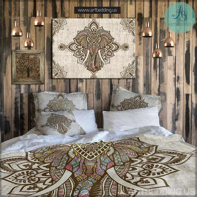 Elephant bedding, Bohemian duvet cover set, Elephant mandala vintage bedding set, Boho Indie bedroom Bedding set