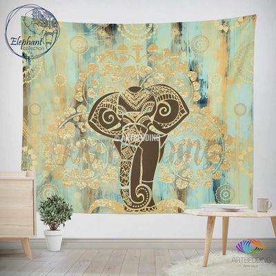 Elephant Tapestry, Boho tree of life wall tapestry, Hippie tapestry wall hanging, bohemian bodhi tree tapestry