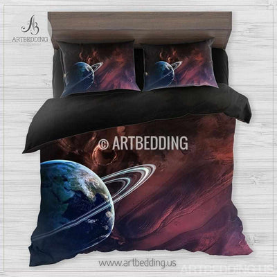 Galaxy bedding, Fantasy planet in space Bedding set, 3D print space Galaxy Duvet cover set, Galaxy Double Queen King Full TWIN stars nebula Quilt Cover Bedding set