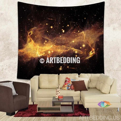 Galaxy Tapestry, 3D golden nebula with stars wall tapestry, Galaxy tapestry wall hanging, Stars galaxy wall tapestries, Galaxy home decor, Space wall art print, Space wall hanging, Space multicolor nebula galaxy wall art