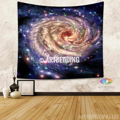Galaxy Tapestry,Colorful Spiral galaxy in deep space with stars wall tapestry, Galaxy tapestry wall hanging, Stars galaxy wall tapestries, Galaxy home decor, Space wall art print, Space wall hanging, Multicolor space spiral galaxy wall art