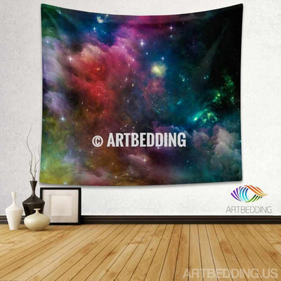 Galaxy Tapestry, Deep space wall tapestry, Multicolor nebula with stars tapestry wall hanging, Stars galaxy wall tapestries, Galaxy home decor, Space wall art print, Space wall hanging, Multicolor nebula galaxy wall art