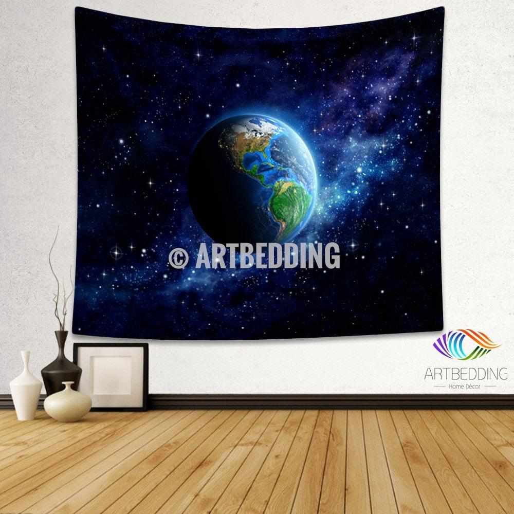 Galaxy Tapestry , Planet Earth from space wall tapestry, Space tapestry ...