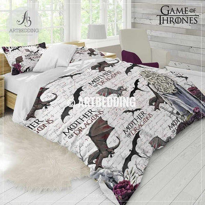 Game of Thrones bedding set, GOT 5 piece duvet cover set, GoTDesigner Daenerys with dragons comforter set Bedding set