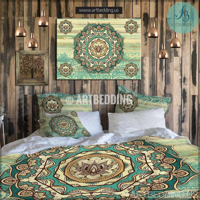 Mandala bedding, Bohemian duvet cover set, Lotus mandala duvet, boho bedding, hippie bedspread Bedding set