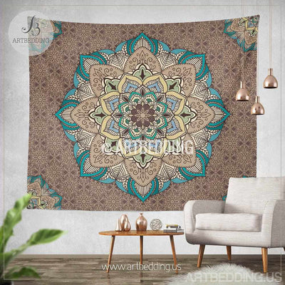 Mandala Tapestry, Mandala tapestry wall hanging, bohemian decor, bohochic wall art print Tapestry