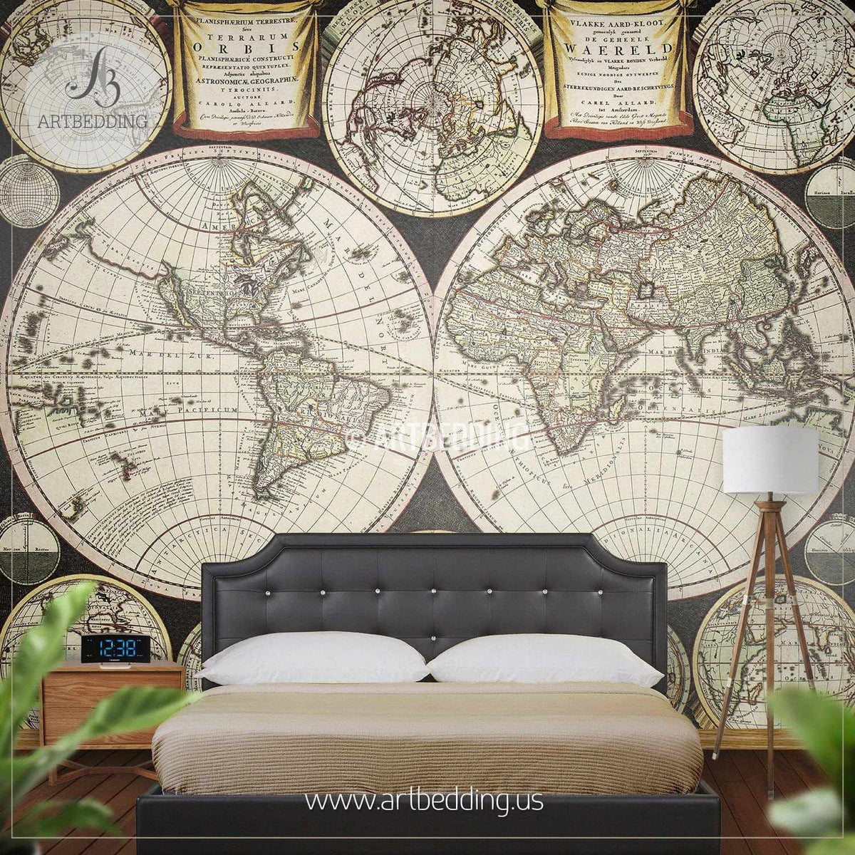 Vintage Map Wall Mural Self Adhesive Photo Mural ARTBEDDING Old Double Hemisphere World Map From 1696 Wall Mural Self Adhesive Peel Stick Photo Mural Atlas Wall Mural Mural Home Decor 28498978452 1200x1200 