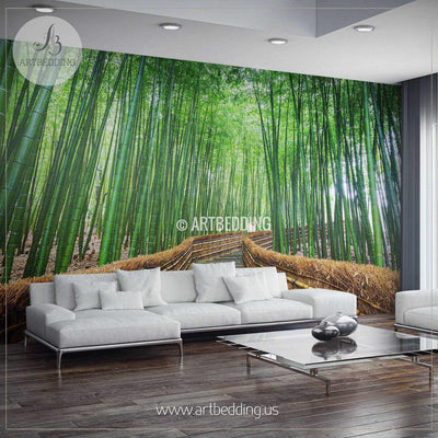 Path to the Bamboo Forest Self Adhesive Peel & Stick, Nature wall mural wall mural