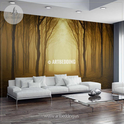 Spooky path through the Woods Wall Mural, Self Adhesive Peel & Stick wall mural wall mural