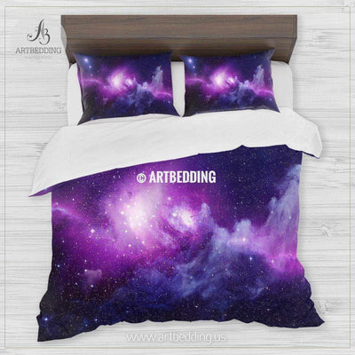 Universe filled with stars, nebula and galaxy bedding, Abstract space Bedding set, Galaxy print Duvet Cover, 3D galaxy bedding Bedding set