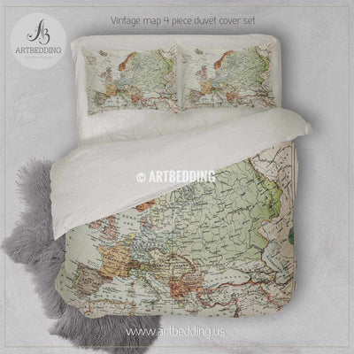 Vintage map of Europe at the end of 19th century bedding, Vintage old map duvet cover, Antique map queen / king / full Bedding Set, Vintage map Duvet cover set Bedding set