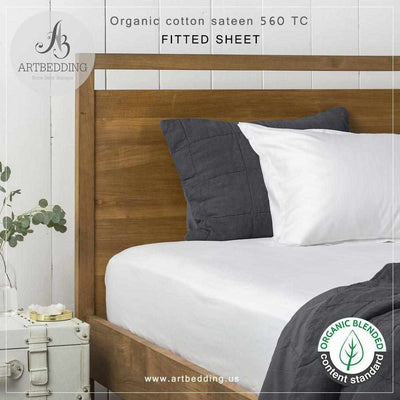 560-Thread-Count Deluxe Organic Cotton Sateen Fitted Sheet, Easy Care Organic Cotton Rich Sateen Fitted sheet sheet set