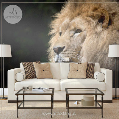 African Lion Wall Mural, African Lion Self Adhesive Peel & Stick Photo Mural wall mural