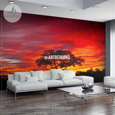 African sunset in the Kruger National Park Wall Mural, Self Adhesive Peel & Stick wall mural wall mural