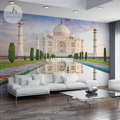 Amazing view on the Taj Mahal during sunset, India Wall Mural, Landmarks Photo Mural, photo mural wall décor wall mural