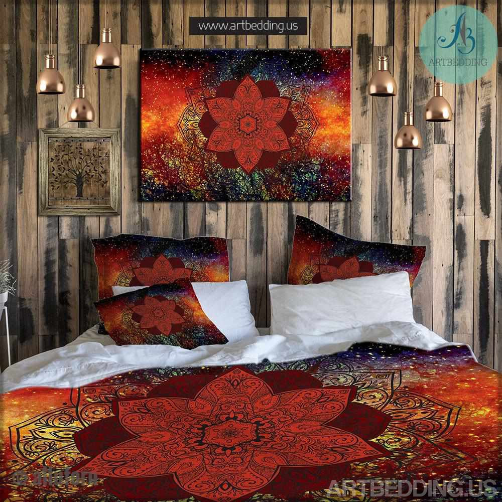 Lanqinglv Bohemian beddengoed 135 x 200 cm 4-delig rood blauw boho Indiase mandala Boheems omkeerbaar beddengoed set kleurrijke vintage dekbedovertrekken met ritssluiting en kussensloop 80x80cm (QCHX, 4-delig Lanqinglv Bohemian beddengoed 135 x 200 cm 4-delig rood blauw boho Indiase mandala Boheems omkeerbaar beddengoed set kleurrijke vintage dekbedovertrekken met ritssluiting en kussensloop 80x80cm (QCHX, 4-delig