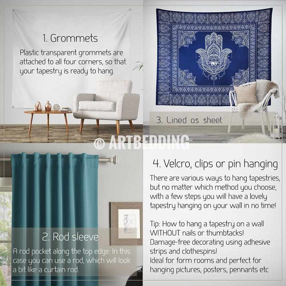 Boho hamsa hand TAPESTRY, Indie boho decor hamsa hand Wall hanging