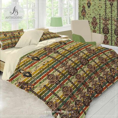 Boho Indian vintage paisley bedding, Red Paisley duvet cover set, Traditional India boho paisley comforter set, bohemian bedroom decor Bedding set