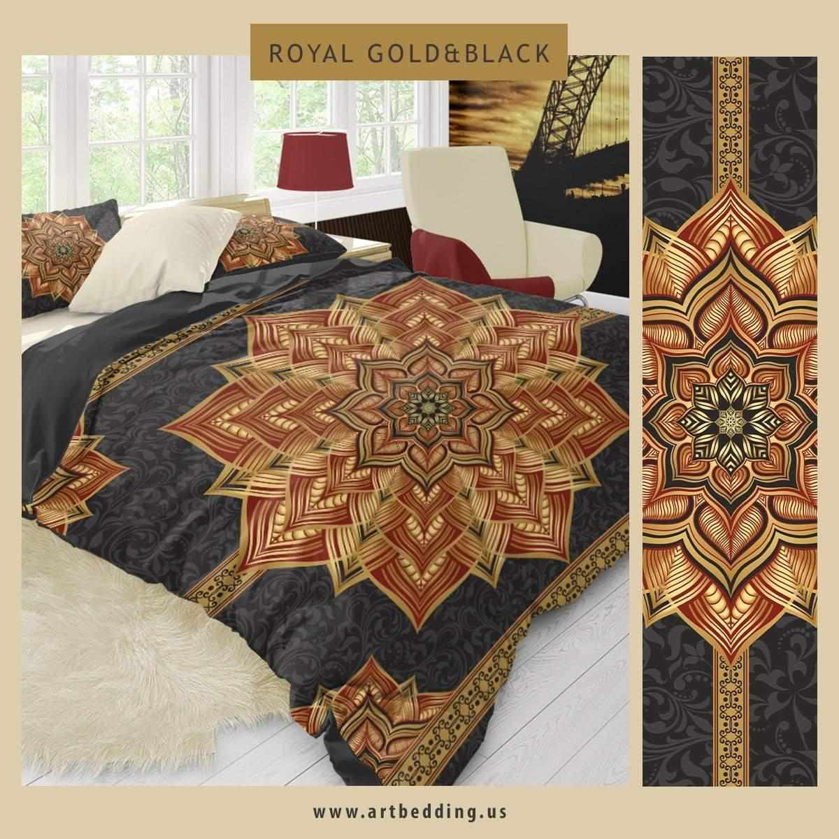 Boho Mandala Bedding Black Red And Gold Mandala Bedding Golden Manda 