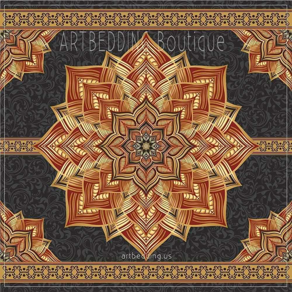raajsee Large Red Ombre Mandala Tapestry Wall Hanging, Indian Cotton Beach Throw Blanket, Hippie Elephant Queen Boho Decor, Meditation Yoga Mat Rugs, A 210x220cm