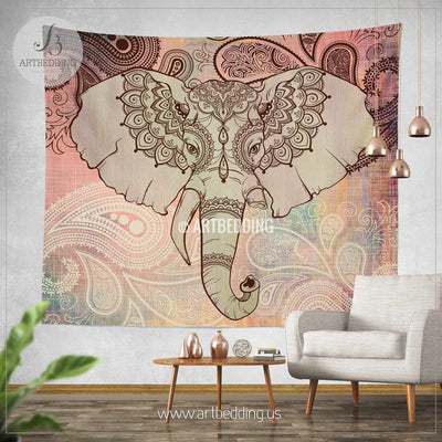 Boho Tapestry, Elephant mandala wall tapestry, Mandala elephant tapestry wall hanging, bohemian wall tapestries, Boho tapestries, bohemian decor Tapestry