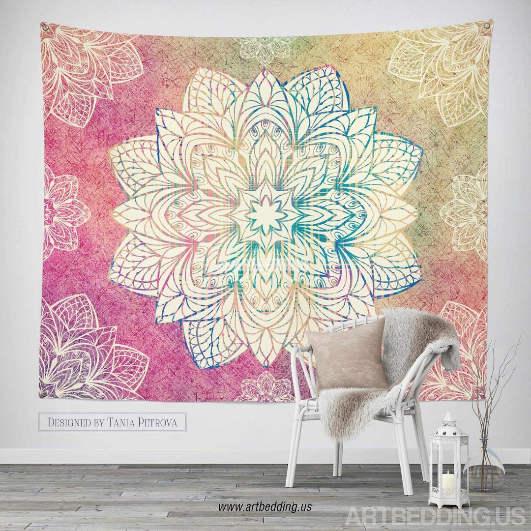 Boho Tapestry, Mandala tapestry wall hanging, bohemian decor
