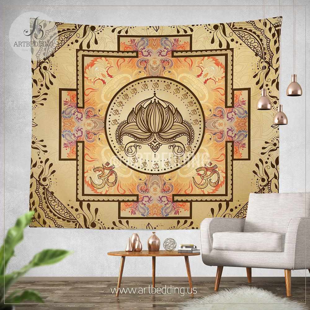 Boho Tapestry, Sacred Yantra wall tapestry, Hippie tapestry wall