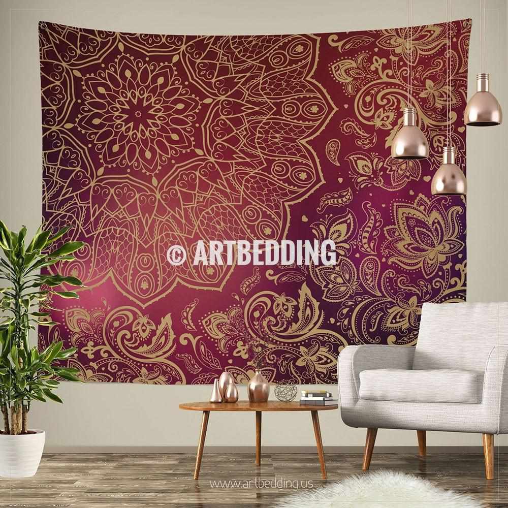 Autiga Federa Per Cuscino Mandala 40x40 Cm | Stile Boho Bohemian | 100% Cotone Con Cerniera