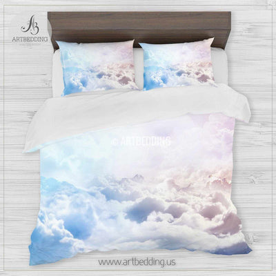 Clouds bedding, Above the clouds Bedding set, White clouds Duvet cover set, Bedroom clouds spaces, Sky bedding Bedding set