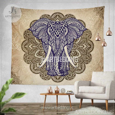 Elepahnt Tapestry, Bohemian wall tapestry, Mandala tapestry wall hanging, bohemian wall tapestries, Boho tapestries, Ethnic bohemian decor Tapestry
