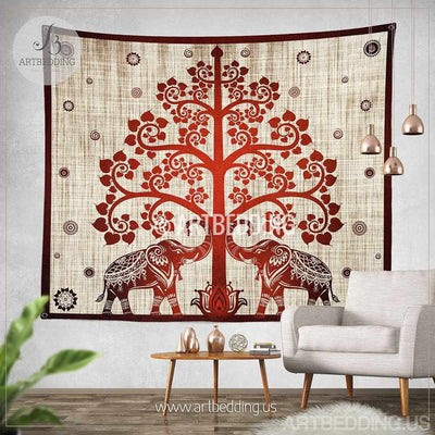 Elephant Tapestry, Boho tree olf life wall tapestry, Hippie tapestry wall hanging, bohemian Ethnic tie dye tapestry Tapestry