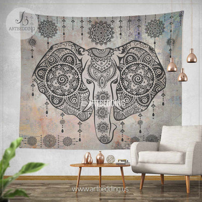 Elephant Tapestry, Elephant wall tapestry, Indie tapestry wall hanging, bohemian wall tapestries, Boho tapestries, Ethno vintage decor Tapestry