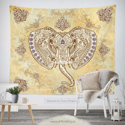 Elephant Tapestry, Ganesh Elephant head wall tapestry, Elephant wall hanging, bohemian mandala wall tapestries, Ethno bohemian decor Tapestry