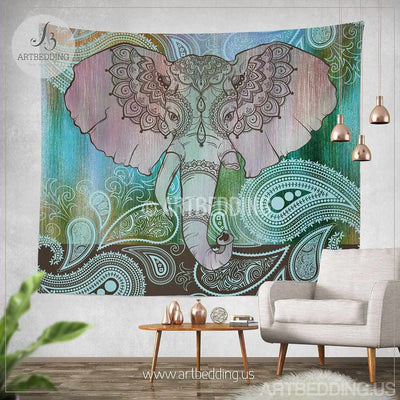 Elephant Tapestry, Indie tapestry wall hanging, bohemian decor, bohochic wall art print Tapestry
