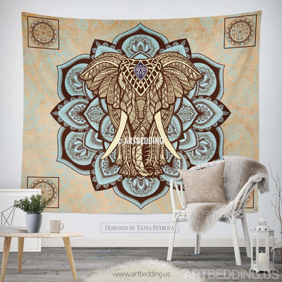Elephant Tapestry, Lotus wall tapestry,Hippie tapestry wall hanging, bohemian wall tapestries, Boho tapestries, Ethnic bohemian decor Tapestry