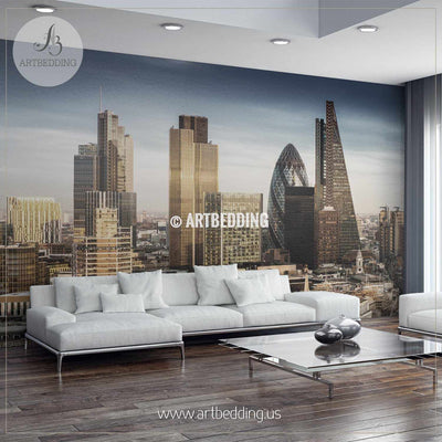 Famous skyscrapers in the business district - London, England Wall Mural, Photo Mural, wall décor wall mural