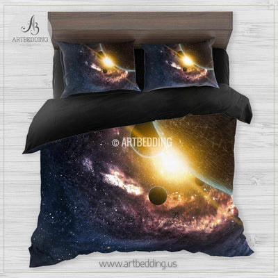 Galaxy bedding, Beautiful space Bedding set, Planets in space Galaxy Duvet cover set, Queen / King / Full / TWIN stars nebula Galaxy Duvet Cover, Universe bedding set, Cotton sateen bedding set Bedding set