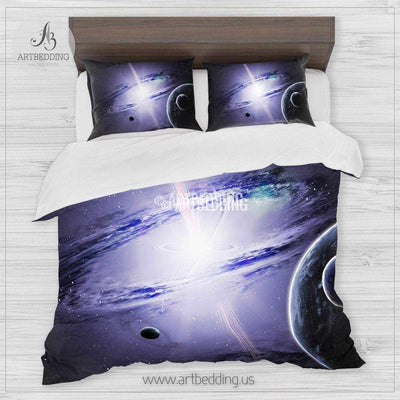 Galaxy bedding set, Artistic fantasy galaxy duvet cover set, Cosmos bedroom decor Bedding set