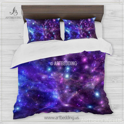 Galaxy bedding set, Space duvet cover set, Deep space nebula Bedding set, stars sateen bedding set Bedding set