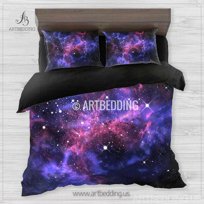 Galaxy bedding set, space duvet cover set, Stars nebula Bedding set, Cosmos bedroom decor Bedding set