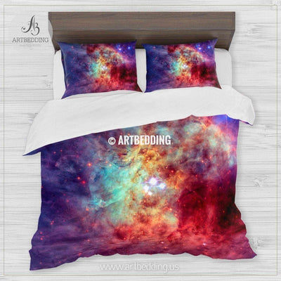 Galaxy in outer space bedding, Abstract space Bedding set, Galaxy print Duvet Cover, 3D galaxy bedding Bedding set