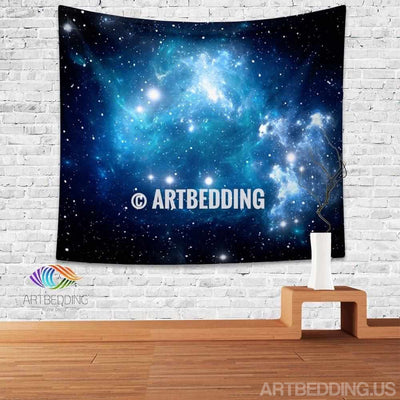 Galaxy Tapestry, Blue space with stars wall tapestry, Galaxy tapestry wall hanging, Galaxy home decor, Stars wall art print