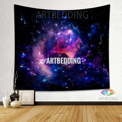 Galaxy Tapestry, Fantasy blue purple nebula wall tapestry, Nebula tapestry wall hanging,  Space home decor, Stars wall art print